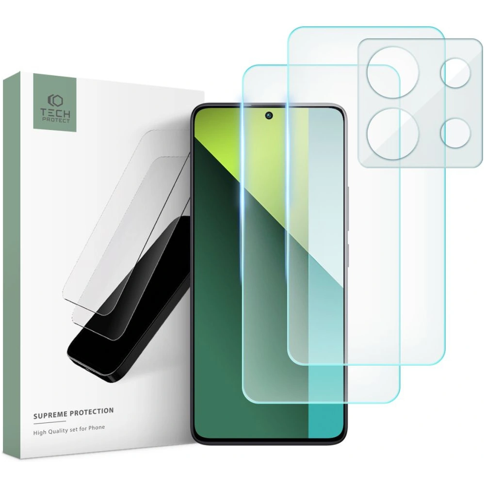 Hurtownia GSM - Gehärtetes Glas Tech-Protect Supreme Set Xiaomi Redmi Note 13 Pro 5G / Poco X6 5G Clear [2+1 PACK] - THP2730 - {ean13} - Hurt