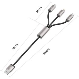 Hurtownia GSM - Kábel 3w1 Tech-Protect Ultraboost USB-A / microUSB, USB-C, Lightning 3.5A 1m Szürke - THP2736 - {ean13} - Hurt