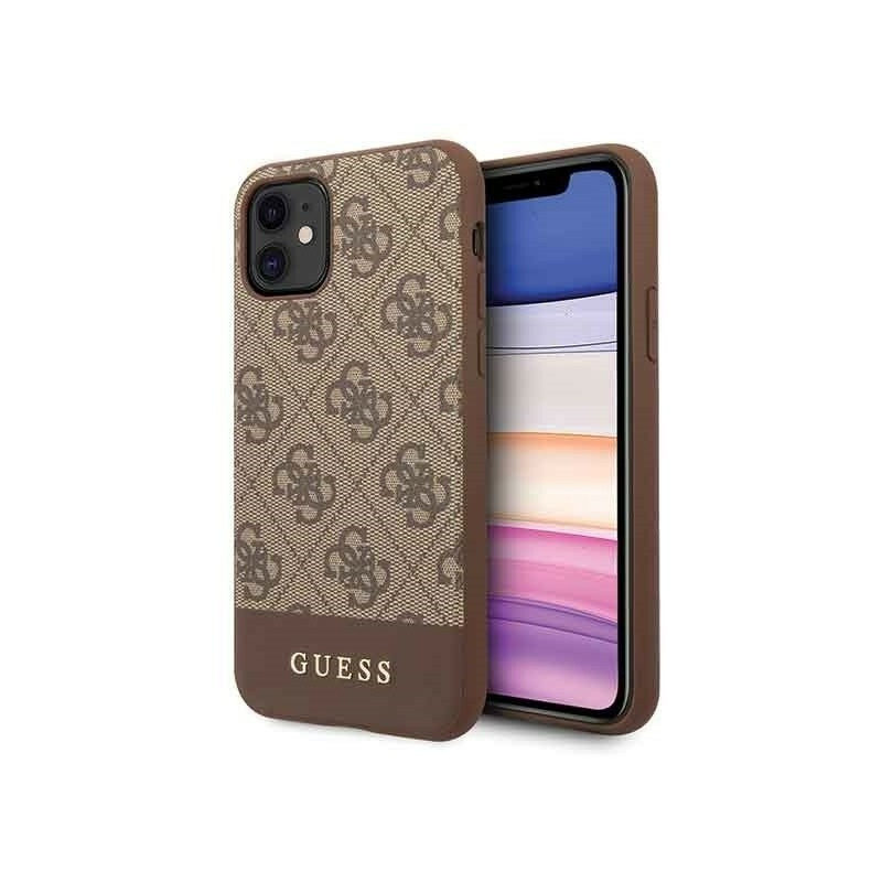Hurtownia Guess - 3700740469743 - GUE201BR - Etui Guess GUHCN61G4GLBR Apple iPhone 11 brązowy/brown hard case 4G Stripe Collection - B2B homescreen