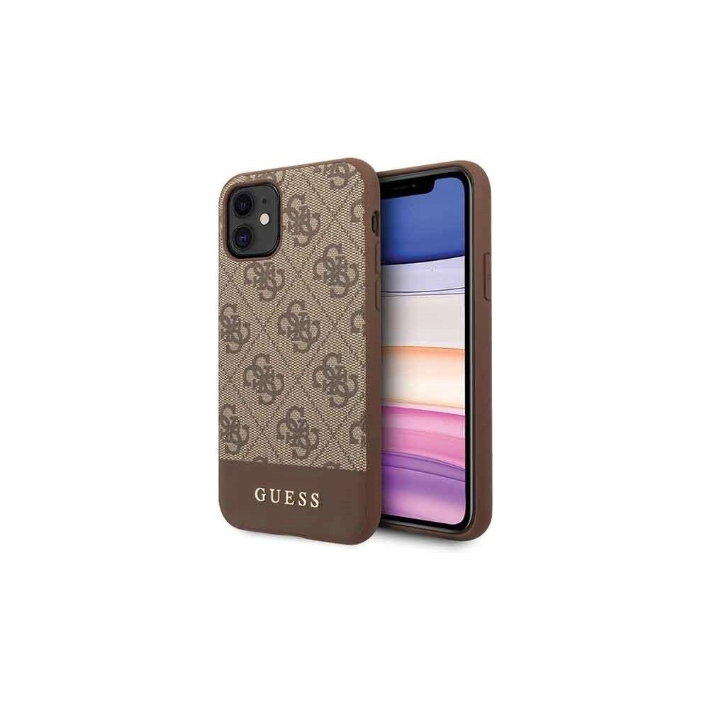 Hurtownia GSM - Etui Guess GUHCN61G4GLBR Apple iPhone 11 brązowy/brown hard case 4G Stripe Collection - GUE201BR - {ean13} - Hurt