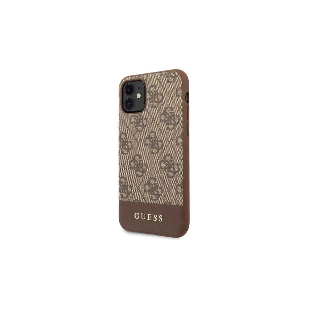 Hurtownia GSM - Etui Guess GUHCN61G4GLBR Apple iPhone 11 brązowy/brown hard case 4G Stripe Collection - GUE201BR - {ean13} - Hurt