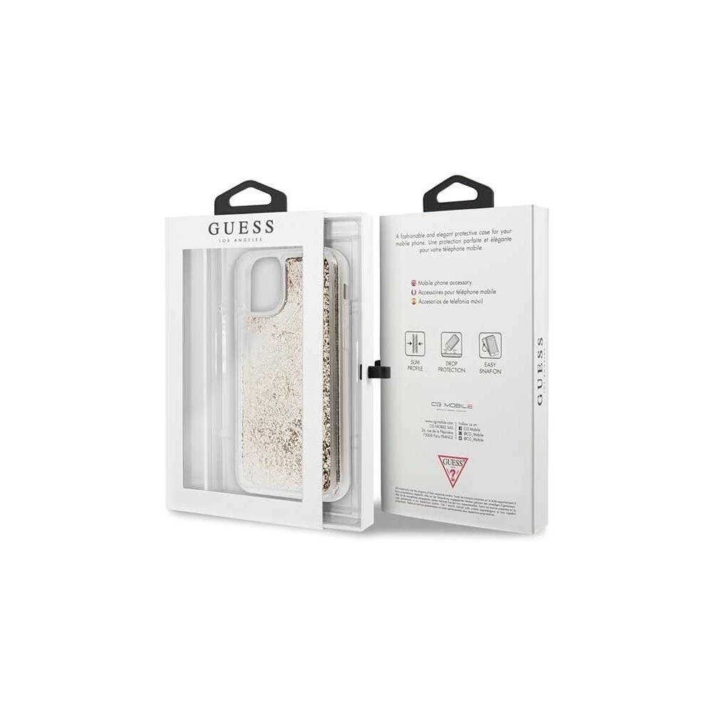 Wholesale Guess GUHCN61GLHFLGO iPhone 11 gold hard case Glitter Hearts - GUE203GLD - {ean13} - Hurt