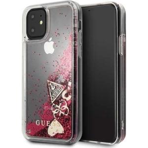 Etui Guess GUHCN61GLHFLRA Apple iPhone 11 raspberry hard case Glitter Hearts