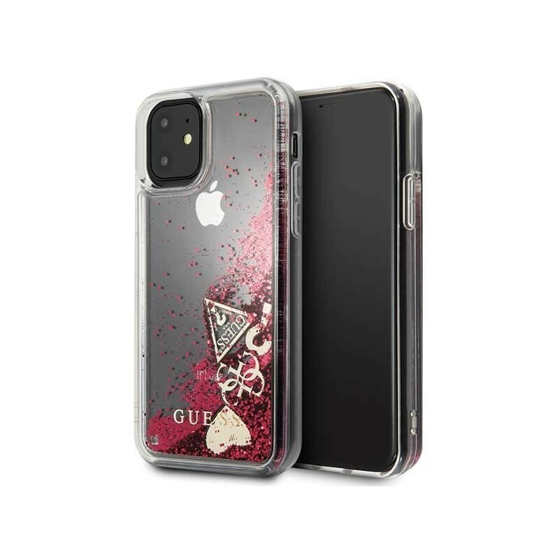 Hurtownia Guess - 3700740461914 - GUE204HEA - Etui Guess GUHCN61GLHFLRA Apple iPhone 11 raspberry hard case Glitter Hearts - B2B homescreen