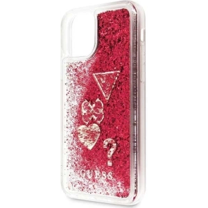 Etui Guess GUHCN61GLHFLRA Apple iPhone 11 raspberry hard case Glitter Hearts