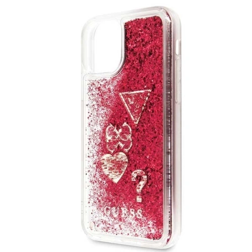 Etui Guess GUHCN61GLHFLRA Apple iPhone 11 raspberry hard case Glitter Hearts