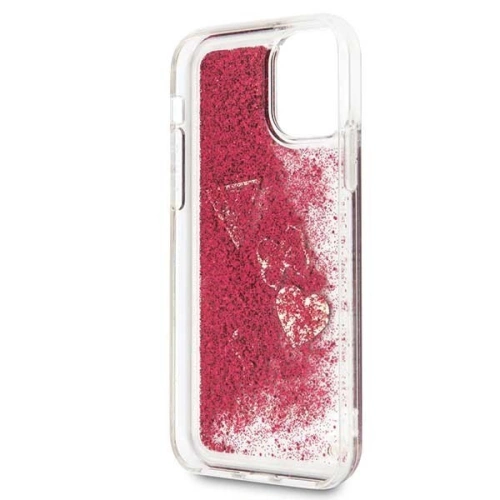 Etui Guess GUHCN61GLHFLRA Apple iPhone 11 raspberry hard case Glitter Hearts