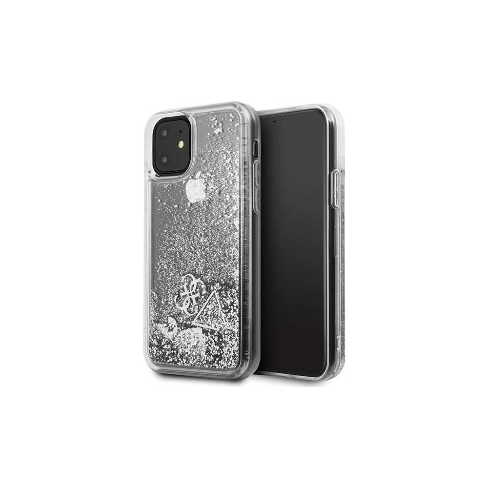 Wholesale Guess GUHCN61GLHFLSI iPhone 11 silver hard case Glitter Hearts - GUE205SLV - {ean13} - Hurt
