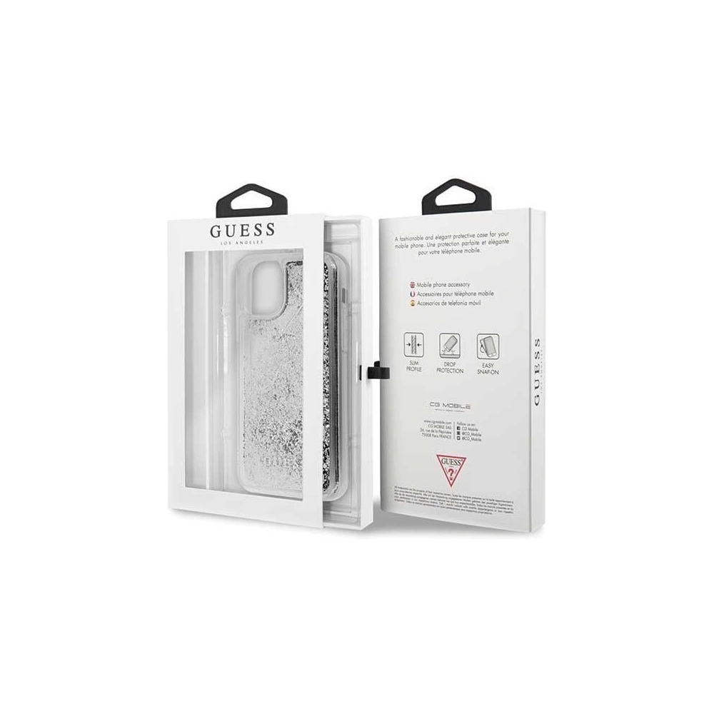 Wholesale Guess GUHCN61GLHFLSI iPhone 11 silver hard case Glitter Hearts - GUE205SLV - {ean13} - Hurt