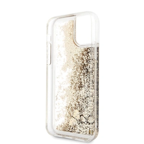 Etui Guess GUHCN61GLHREGO Apple iPhone 11 gold/złoty hard case Liquid Glitter Hearts