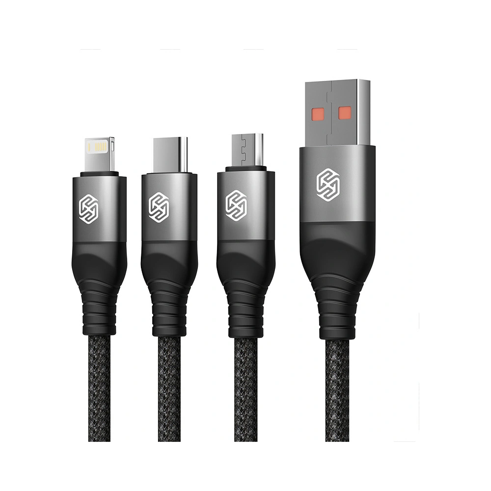 Hurtownia GSM - Kabel 3w1 Nillkin Swift Pro USB-A / microUSB 2A, USB-C 2A, Lightning 4.4A, 480Mbps, 1.5m Schwarz / Czarny - NLK1516 - {ean13} - Hurt