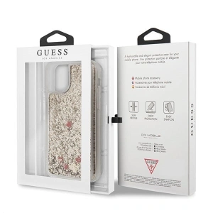 Etui Guess GUHCN61GLHREGO Apple iPhone 11 gold/złoty hard case Liquid Glitter Hearts