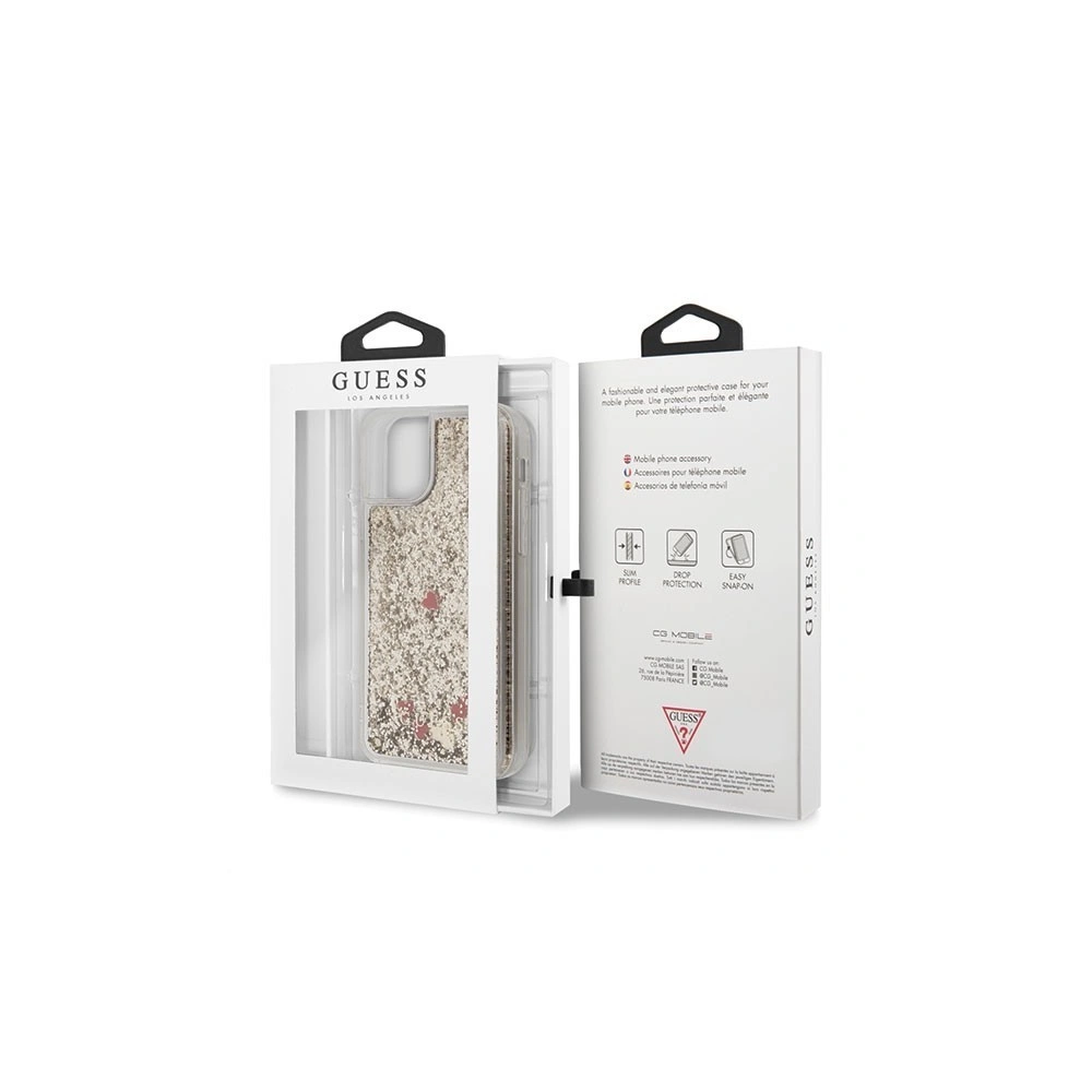 Hurtownia GSM - Etui Guess GUHCN61GLHREGO Apple iPhone 11 gold/złoty hard case Liquid Glitter Hearts - GUE206GLD - {ean13} - Hurt