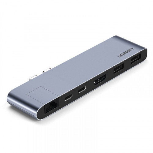Ugreen Distributor - 6957303859849 - UGR184 - Adapter 6in1 UGREEN Hub 2x USB-C to 2x USB 3.0 + 2x USB-C + HDMI + RJ45 for MacBook Pro - B2B homescreen