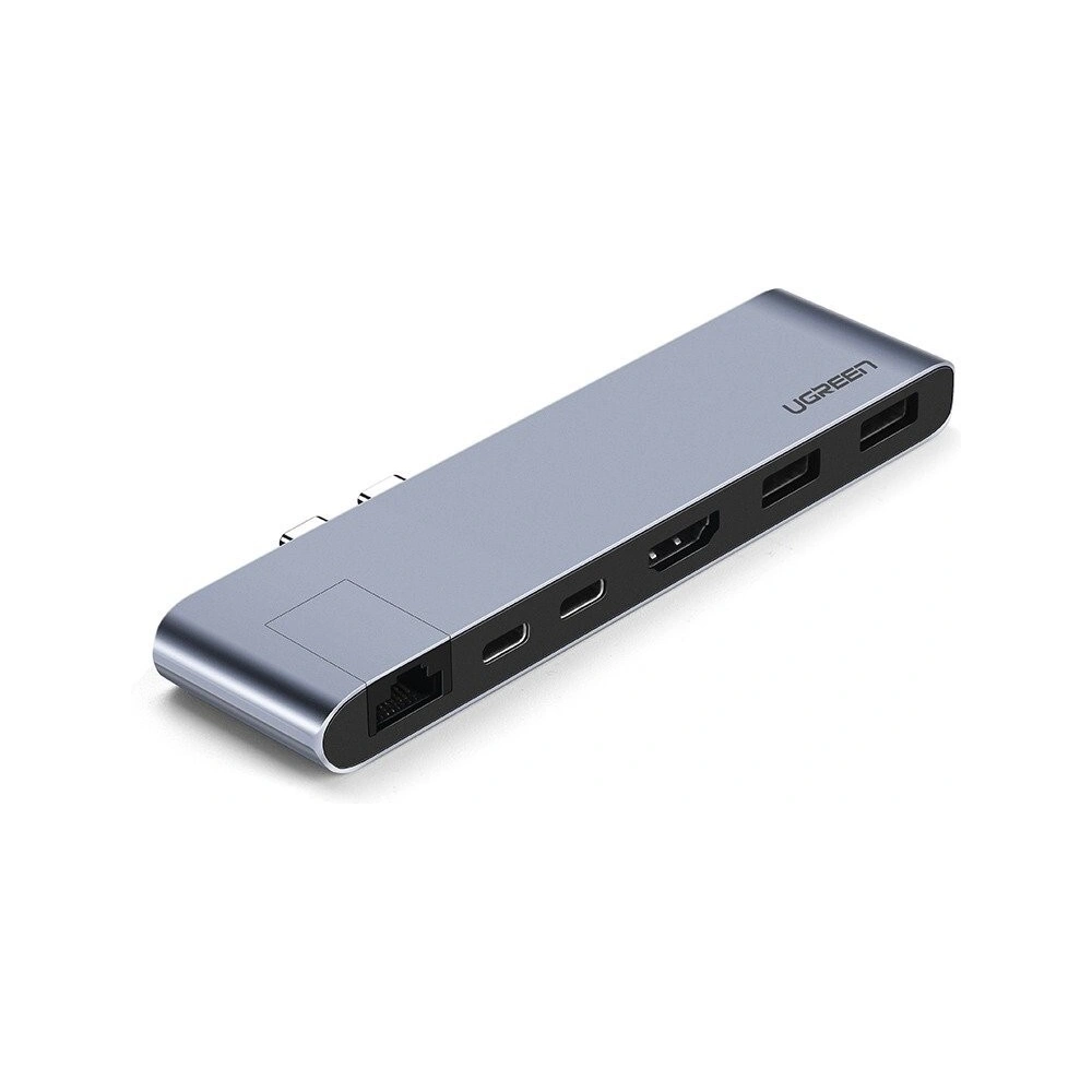 Hurtownia GSM - Adapter 6w1 UGREEN Hub 2x USB-C na 2x USB 3.0 + 2x USB-C + HDMI + RJ45 do MacBook Pro - UGR184 - {ean13} - Hurt