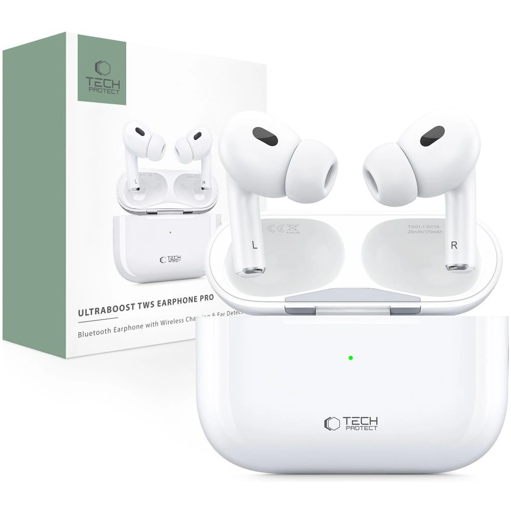 Hurtownia GSM - Vezeték nélküli fülhallgató Tech-Protect Ultraboost TWS Earphone Pro White - THP2742 - {ean13} - Hurt