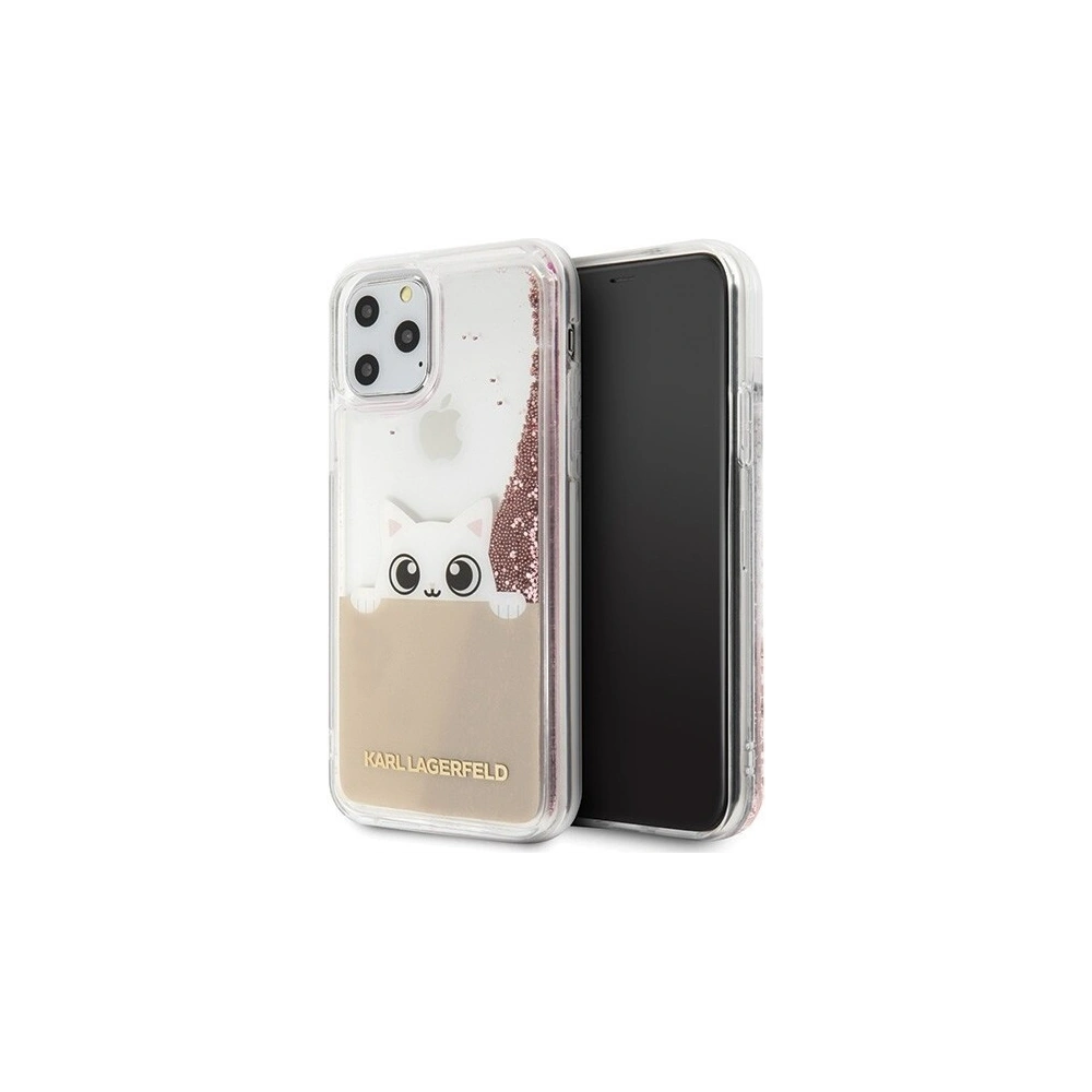 Hurtownia GSM - Karl Lagerfeld KLHCN58PABGNU iPhone 11 Pro różowo-złoty/pink gold hard case PEEK A BOO Liquid Glitter - KLD126RS - {ean13} - Hurt