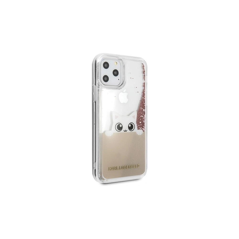 Hurtownia GSM - Karl Lagerfeld KLHCN58PABGNU iPhone 11 Pro różowo-złoty/pink gold hard case PEEK A BOO Liquid Glitter - KLD126RS - {ean13} - Hurt