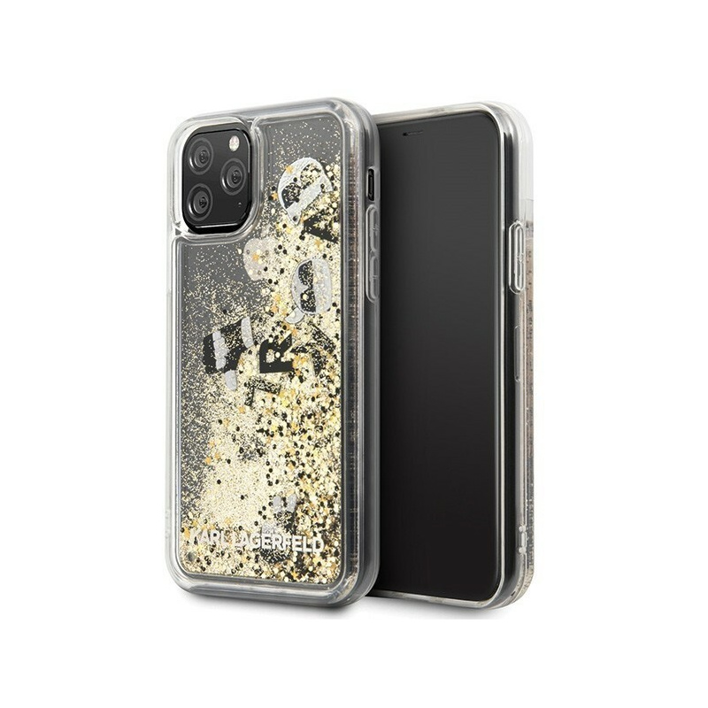 Karl Lagerfeld Distributor - 3700740459782 - KLD127BLKGLD - Karl Lagerfeld KLHCN58ROGO iPhone 11 Pro black & gold hard case Glitter - B2B homescreen