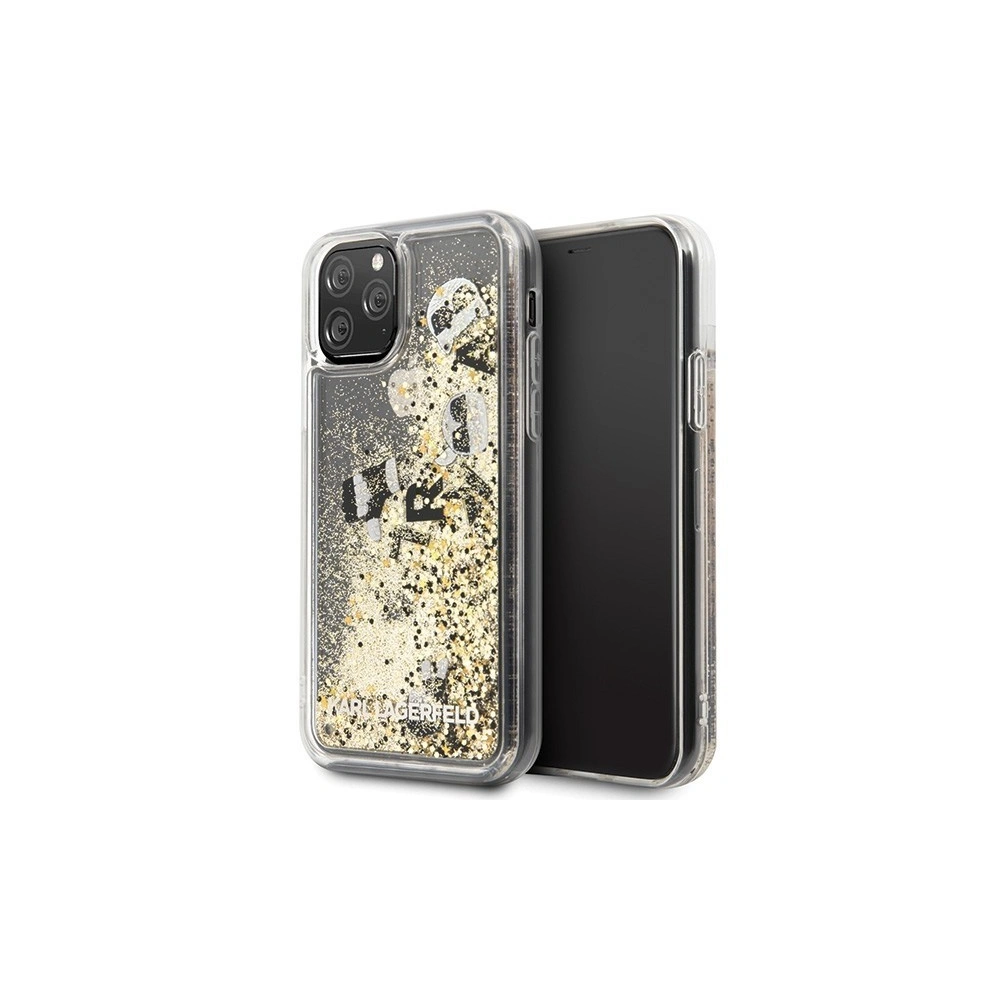 Wholesale Karl Lagerfeld KLHCN58ROGO iPhone 11 Pro black & gold hard case Glitter - KLD127BLKGLD - {ean13} - Hurt