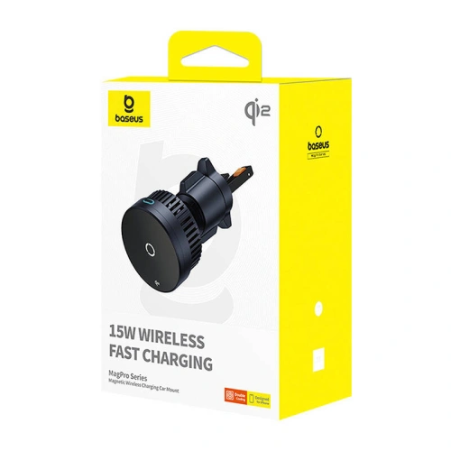 Uchwyt samochodowy do kratki Baseus MagPro z ładowarką indukcyjną 15W (czarny)