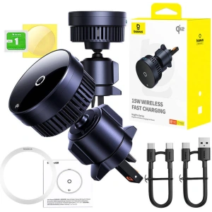Hurtownia GSM - Autohalterung für Lüftung Baseus MagPro mit induktiver 15W Ladegerät (schwarz) - BSU4864 - {ean13} - Hurt