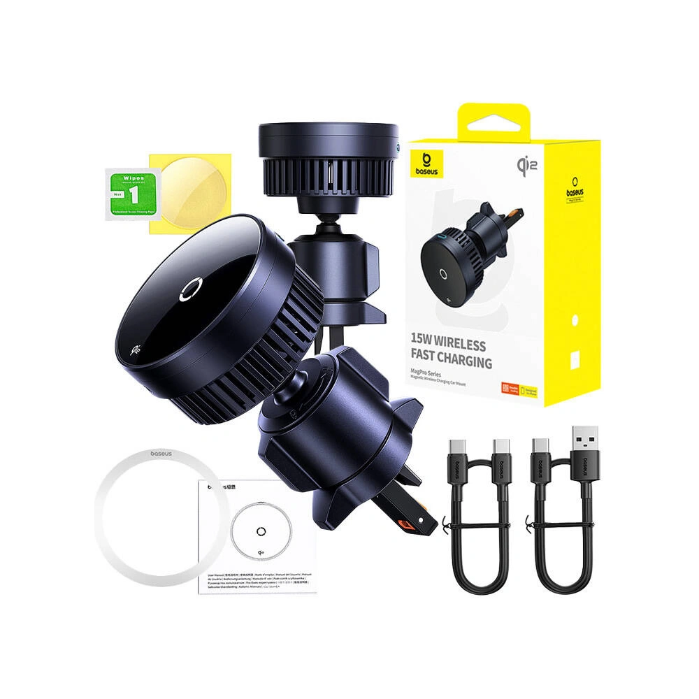 Hurtownia GSM - Autohalterung für Lüftung Baseus MagPro mit induktiver 15W Ladegerät (schwarz) - BSU4864 - {ean13} - Hurt