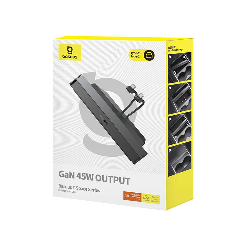 Hurtownia GSM - HUB Baseus T-Space s kabelem USB-C, Lightning 45W pro Teslu (černý) - BSU4865 - {ean13} - Hurt