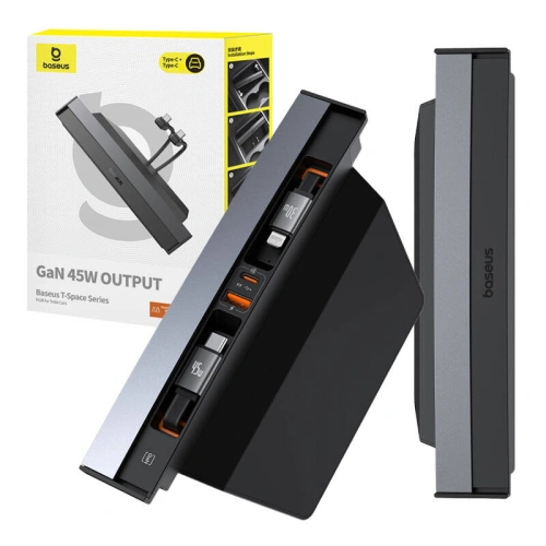 HUB Baseus T-Space z kablem USB-C, Lightning 45W do Tesli (czarny)