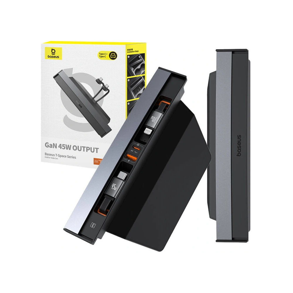Hurtownia GSM - HUB Baseus T-Space s kabelem USB-C, Lightning 45W pro Teslu (černý) - BSU4865 - {ean13} - Hurt