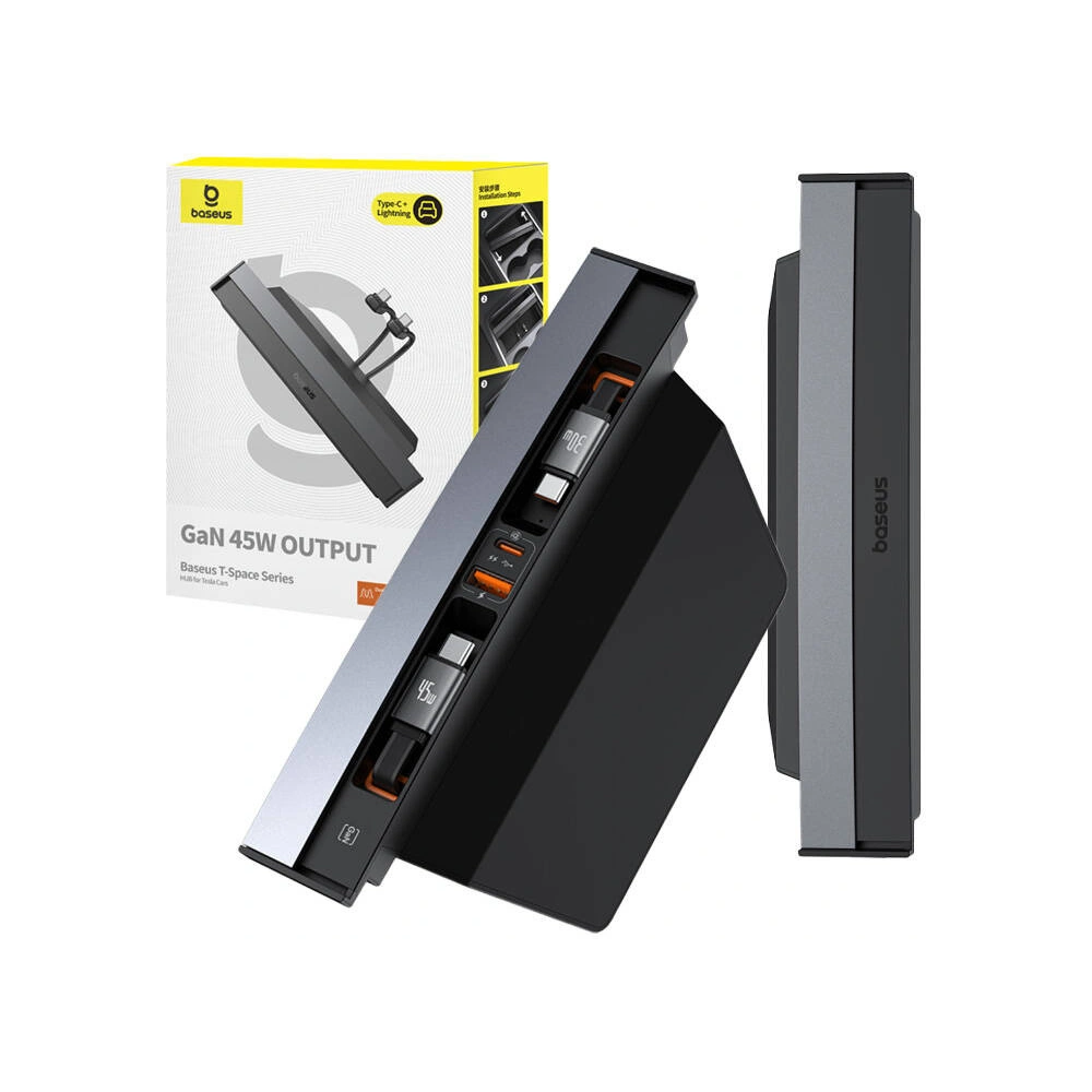 Hurtownia GSM - HUB Baseus T-Space mit USB-C-Kabel, USB-C 45W für Tesla (schwarz) - BSU4866 - {ean13} - Hurt