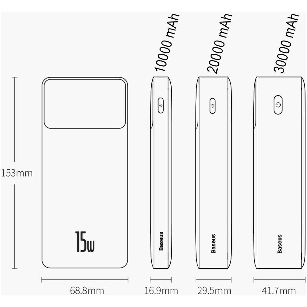 Hurtownia GSM - Powerbanka Baseus Bipow 30000mAh 15W + kabel 4w1 USB-A / microUSB, 2xUSB-C, Lightning 1.2m - BSU4867 - {ean13} - Hurt