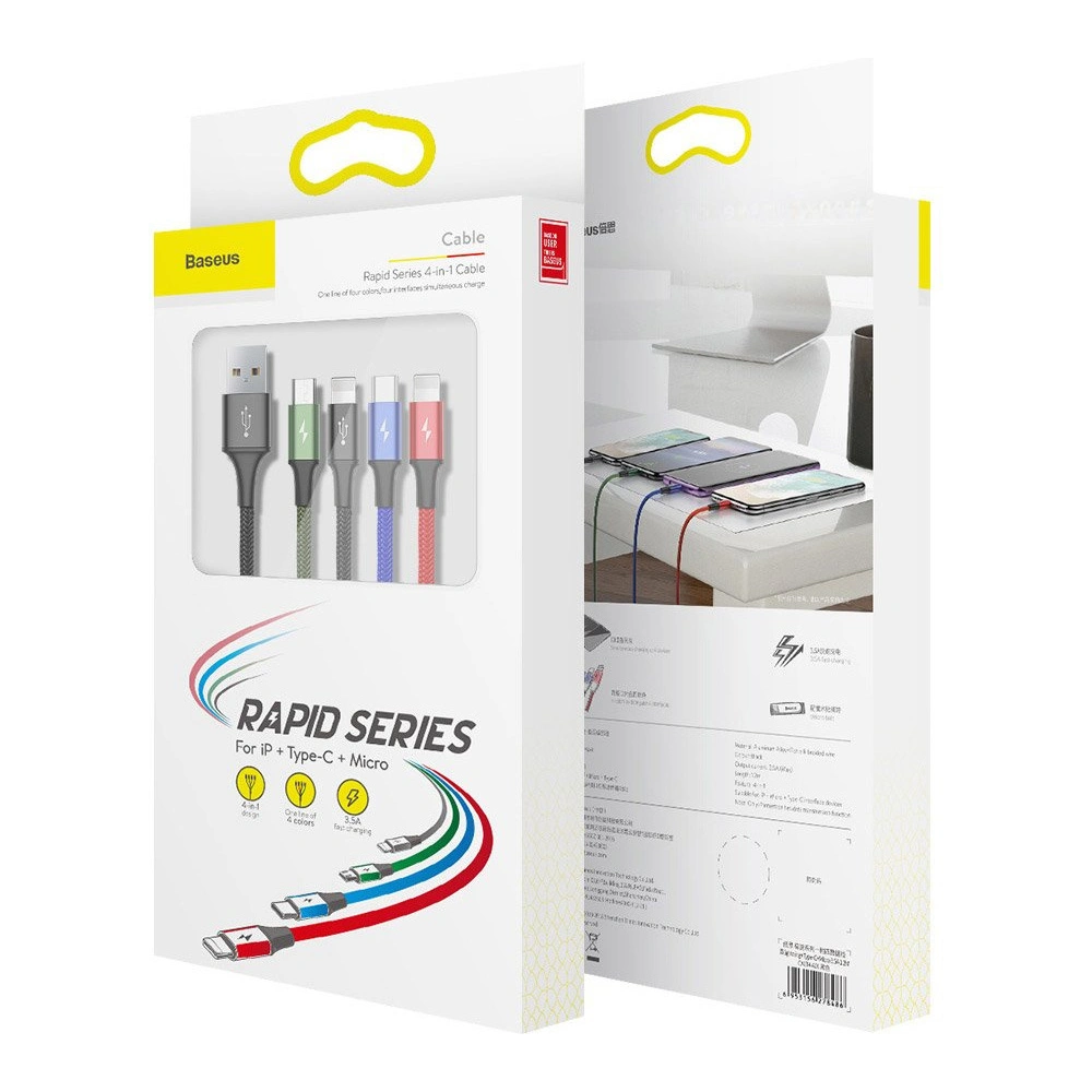Hurtownia GSM - Powerbanka Baseus Bipow 30000mAh 15W + kabel 4w1 USB-A / microUSB, 2xUSB-C, Lightning 1.2m - BSU4867 - {ean13} - Hurt