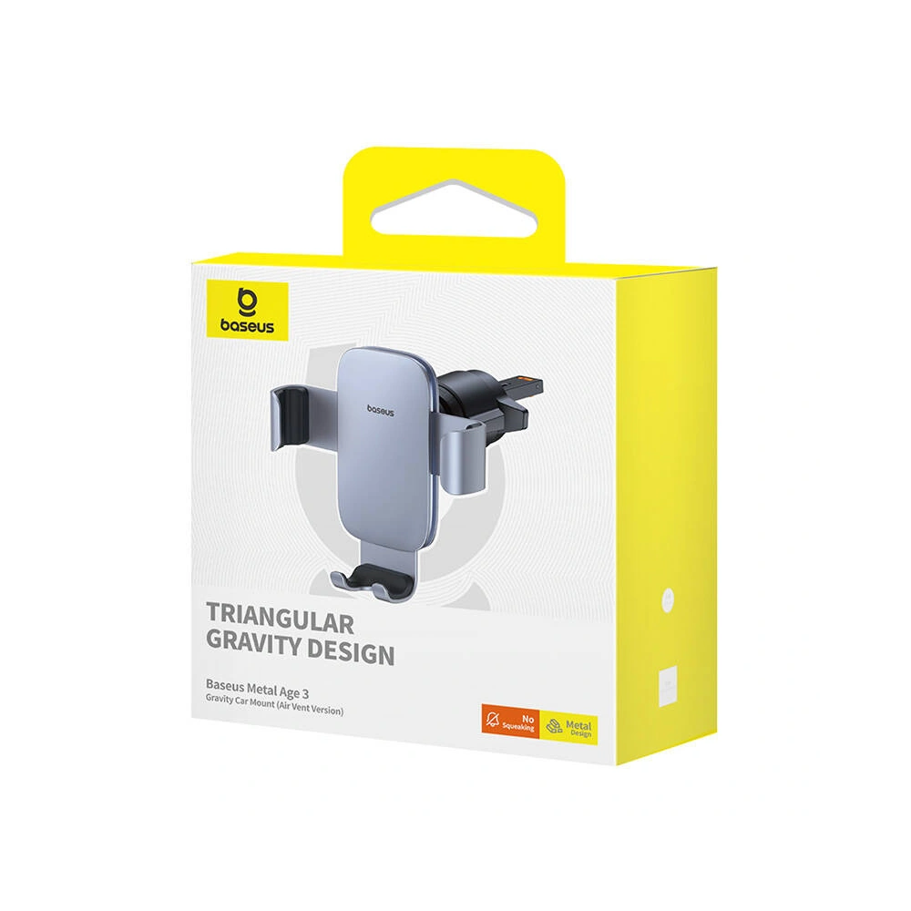 Hurtownia GSM - Uchwyt auto gravitațional pentru grilă Baseus Metal Age 3 gri - BSU4871 - {ean13} - Hurt