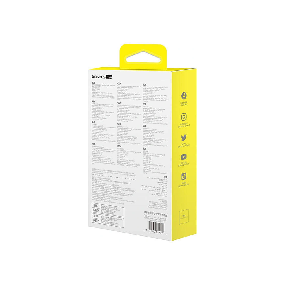 Hurtownia GSM - Adaptér Baseus BS-OH176 USB-C / DisplayPort 8K 60Hz 1.5m černý - BSU4872 - {ean13} - Hurt