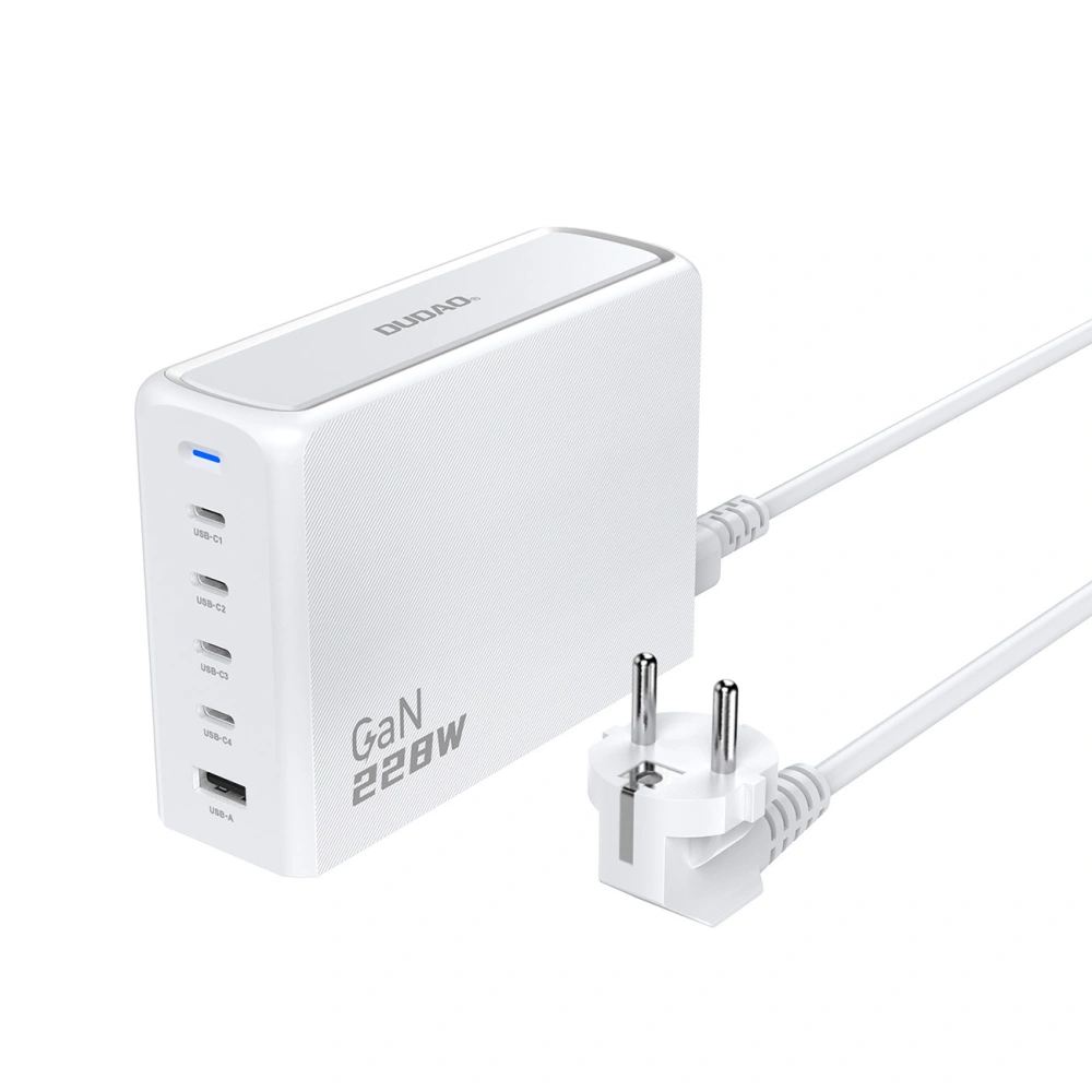 Hurtownia GSM - Síťová nabíječka Dudao A228EU GaN 1xUSB-A, 4xUSB-C PD 228W bílá - DDA349 - {ean13} - Hurt