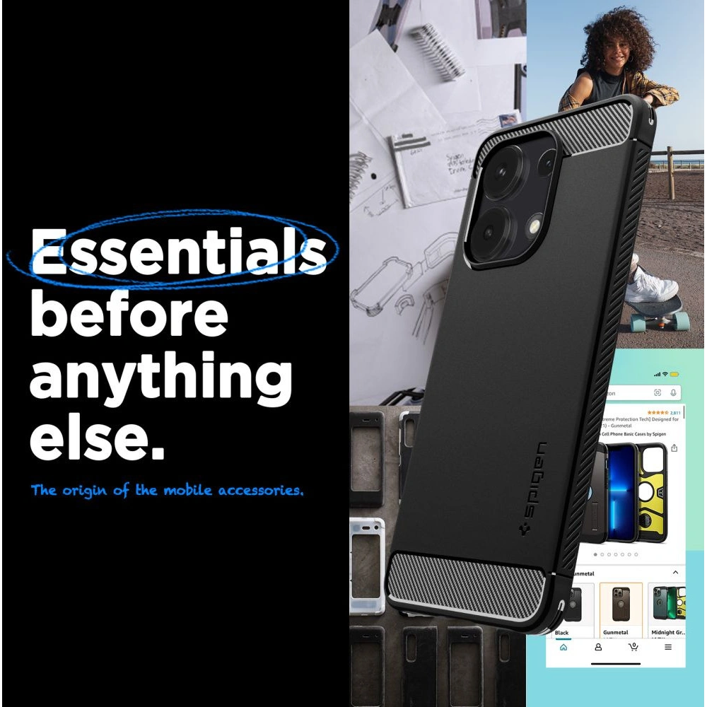 Hurtownia GSM - Case Spigen Rugged Armor Xiaomi Redmi Note 13 4G Mattschwarz - SPN3384 - {ean13} - Hurt