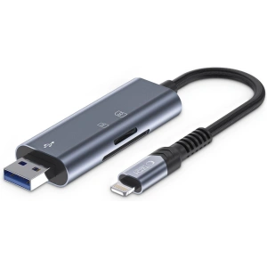 Wholesale Tech-Protect UltraBoost card reader Lightning / USB-A, MicroSD, MicroSDXC, MMC Micro, RS Micro, SDHC, SDXC, SD Grey - THP2755 - {ean13} - Hurt