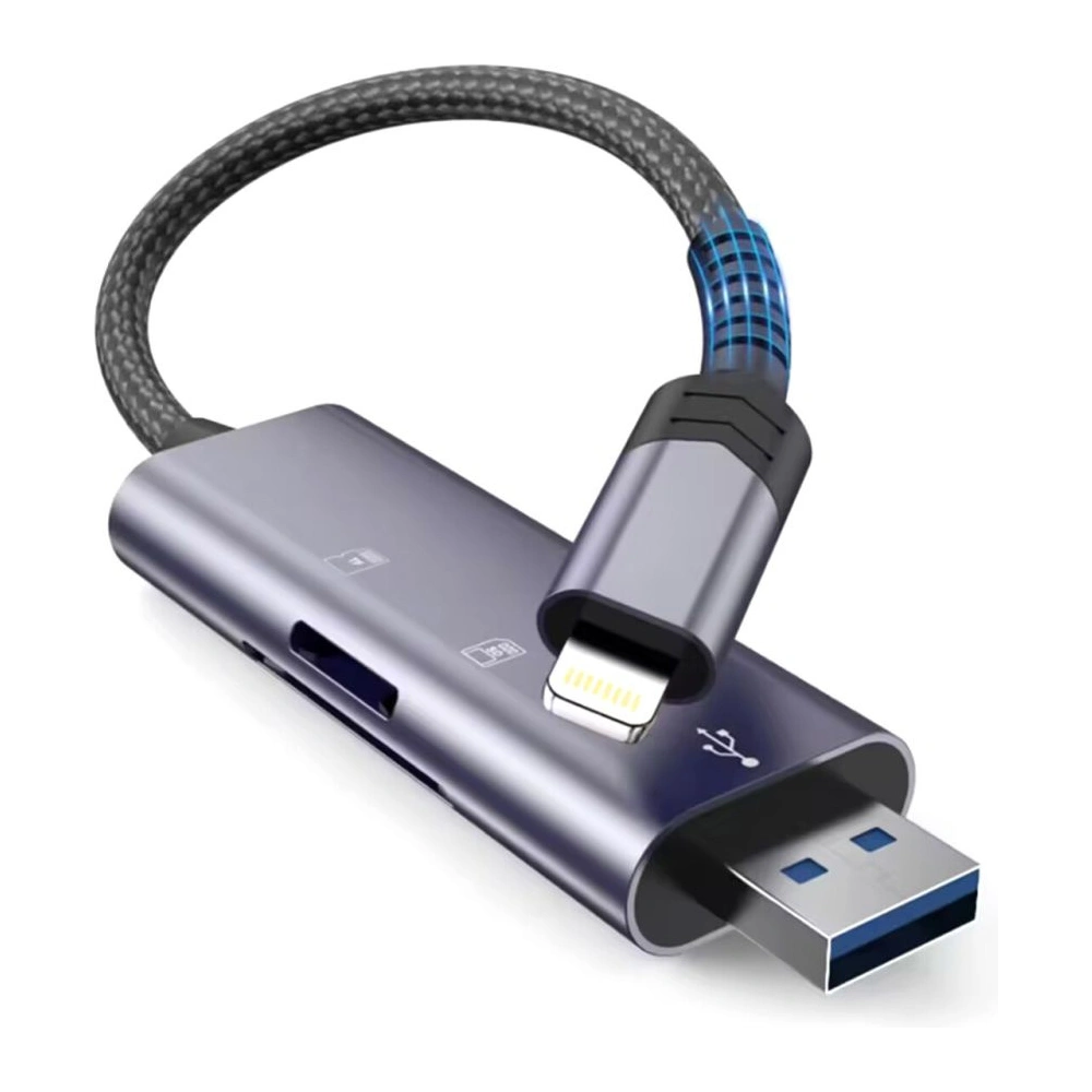 Hurtownia GSM - Cititor de carduri Tech-Protect UltraBoost Lightning / USB-A, MicroSD, MicroSDXC, MMC Micro, RS Micro, SDHC, SDXC, SD Gri - THP2755 - {ean13} - Hurt