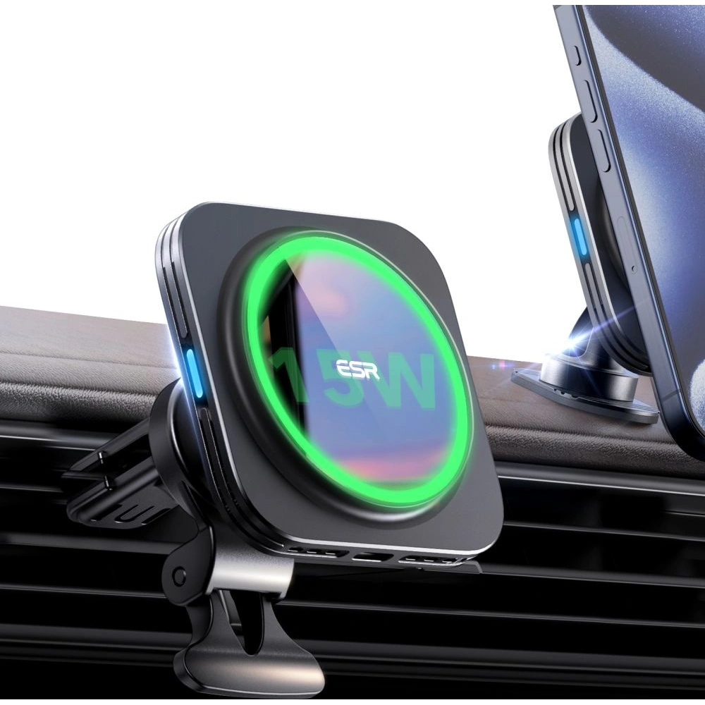 Hurtownia GSM - Uchop na palubě / mřížku ESR Halolock QI2 s indukční nabíječkou 15W Černý - ESR764 - {ean13} - Hurt