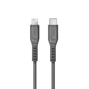 UNIQ Kabel MFI Flex USB-C-Lightning 18W nylonowy szary/charcoal grey