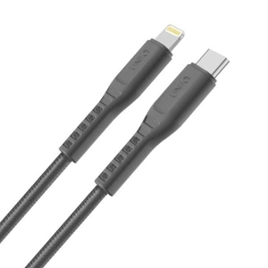 UNIQ Kabel MFI Flex USB-C-Lightning 18W nylonowy szary/charcoal grey