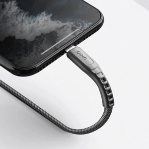 UNIQ Kabel MFI Flex USB-C-Lightning 18W nylonowy szary/charcoal grey