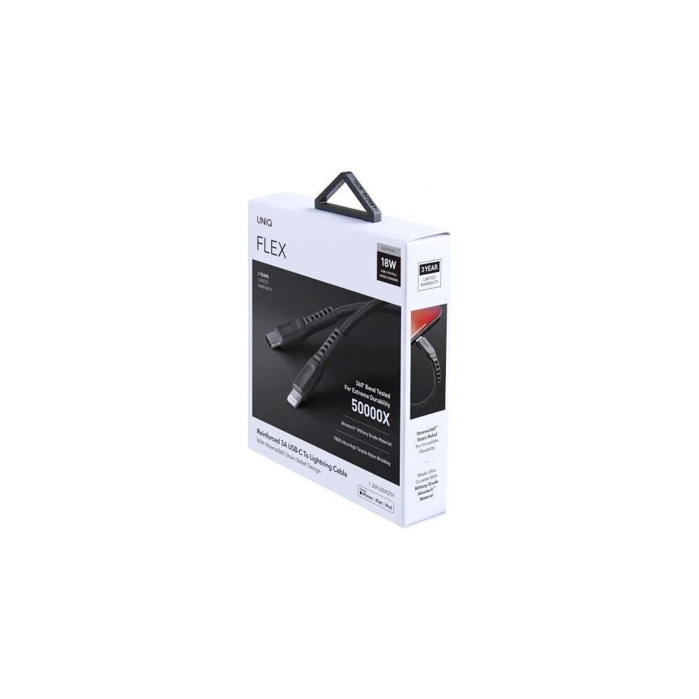 Hurtownia GSM - UNIQ Kabel MFI Flex USB-C-Lightning 18W nylonowy szary/charcoal grey - UNIQ127GRY - {ean13} - Hurt