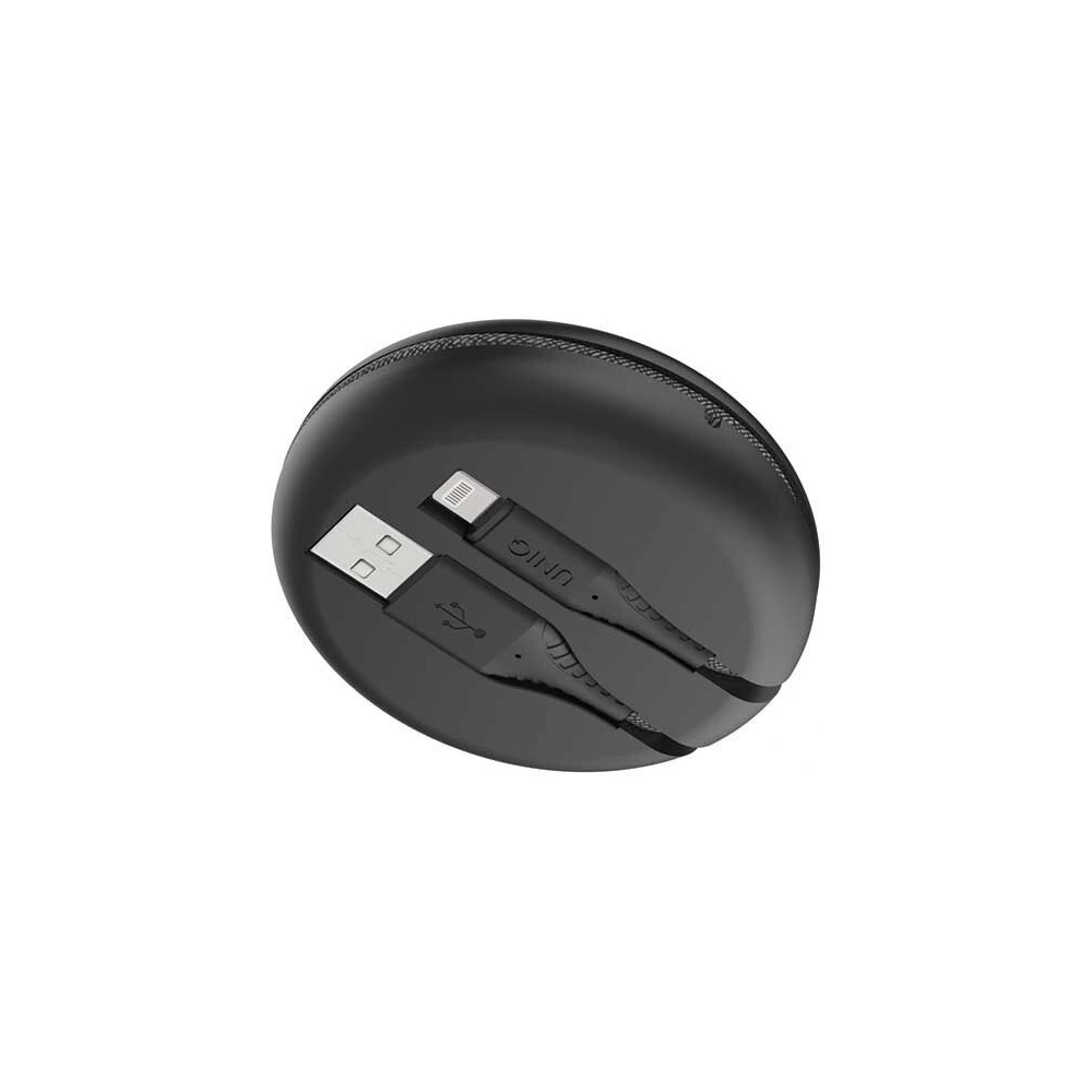 Hurtownia GSM - UNIQ kabel MFI Halo Lightning 2.4A nylonowy zwijany 1,2m czarny/midnight black - UNIQ128BLK - {ean13} - Hurt