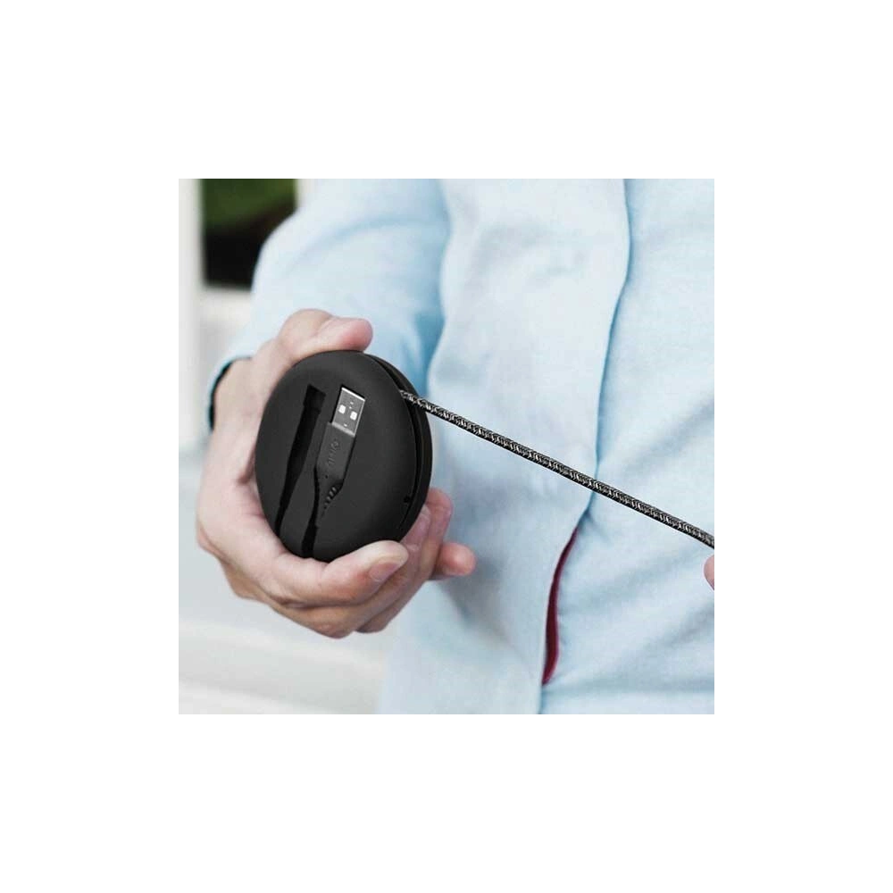 Hurtownia GSM - UNIQ kabel MFI Halo Lightning 2.4A nylonowy zwijany 1,2m czarny/midnight black - UNIQ128BLK - {ean13} - Hurt
