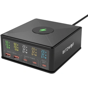 Hurtownia GSM - Încărcător de rețea Blitzwolf 868H 2xUSB-A, 3xUSB-C, PD, QC 160W negru - BLZ594 - {ean13} - Hurt