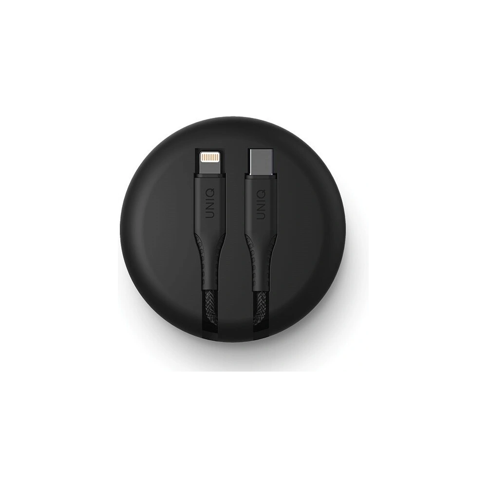 Hurtownia GSM - UNIQ kabel MFI Halo USB-C-Lightning 18W nylonowy zwijany 1,2m czarny/midnight black - UNIQ129BLK - {ean13} - Hurt