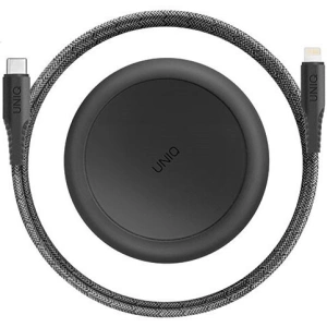 UNIQ Kabel MFI Halo USB-C-Lightning 18W nylon schwarz/mitternachts schwarz, 1,2 m, aufrollbar