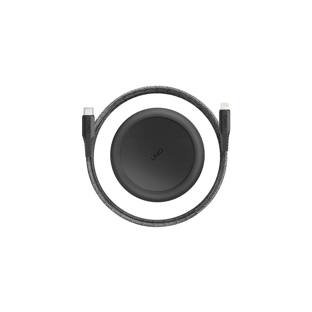 Hurtownia GSM - UNIQ kabel MFI Halo USB-C-Lightning 18W nylonowy zwijany 1,2m czarny/midnight black - UNIQ129BLK - {ean13} - Hurt